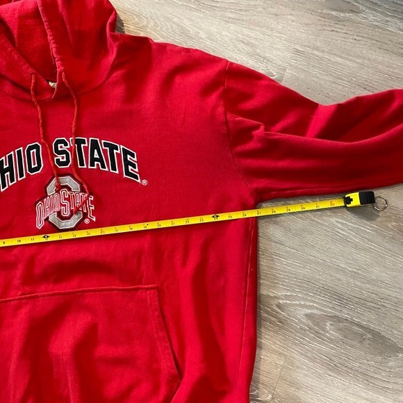 Big Ball Sports Men's Ohio State Drawstring Hooded Long Sleeve Sweater. Red. 2XL - Picture 6 of 7